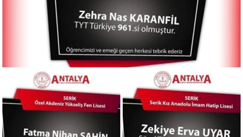Serik’in YKS başarısı